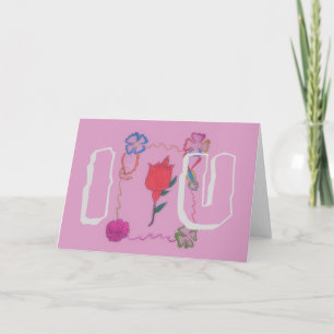 Rote Rose auf Rosa: Blumengrafik am Border Art Pri Dankeskarte