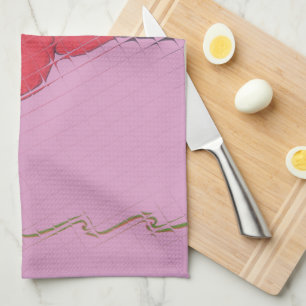 Rote Rose auf Rosa: Blumengrafik am Border Art Pri Handtuch