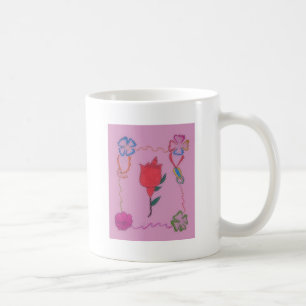 Rote Rose auf Rosa: Blumengrafik am Border Art Pri Kaffeetasse