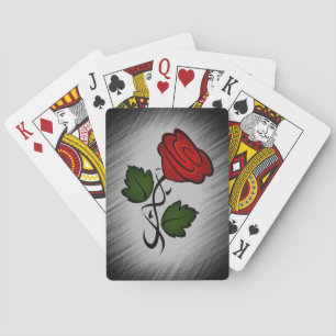 Rote Rose auf Schwarz Spielkarten