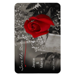 Rote Rose auf Schwarz und Weiß Save the Date Magnet
