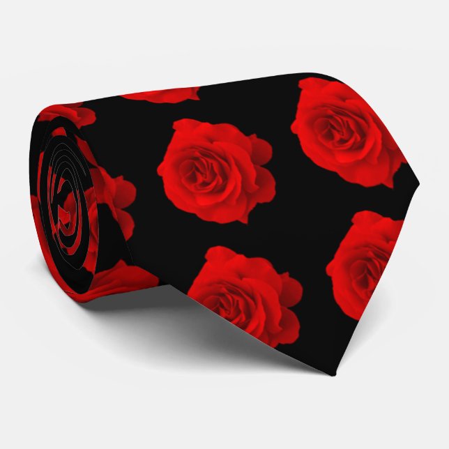 Rote Rose auf schwarzer Krawatte (Gerollt)