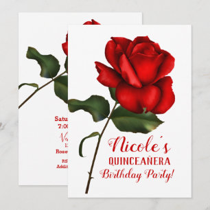 Rote Rose Beauty & The Beast Quinceañera-Party Einladung