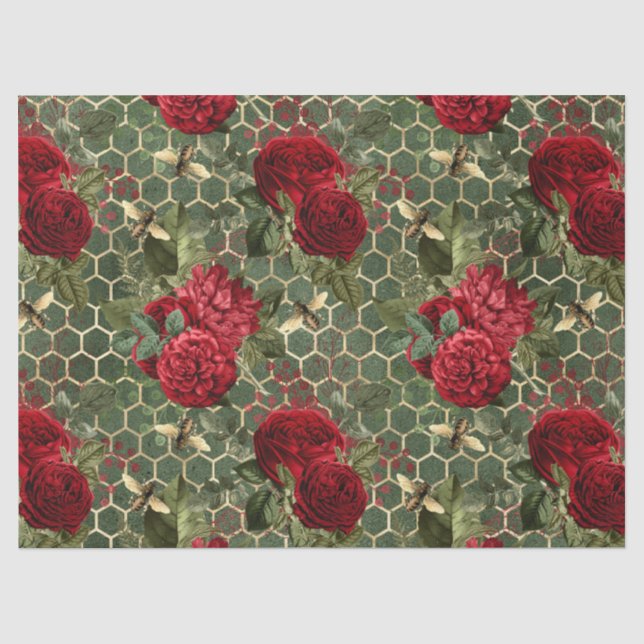 Rote Rose Bee Series Design 22 Tissue Paper Seidenpapier (Vorderseite)