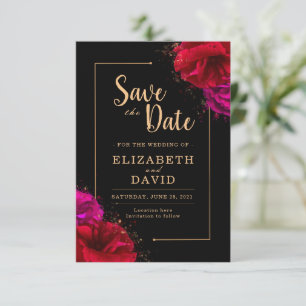 Rote Rose Black and Gold Elegante Save the Date
