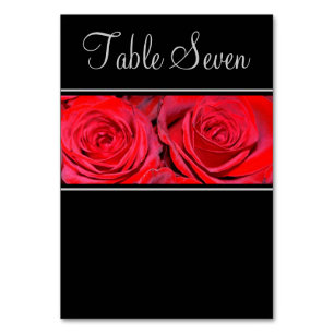Rote Rose Black Silver Wedding Tischnummer