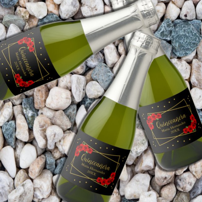 Rote Rose Black und Gold Quinceñera (Von Creator hochgeladen)