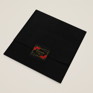 Rote Rose Black und Gold Quinceñera Quadratischer Aufkleber