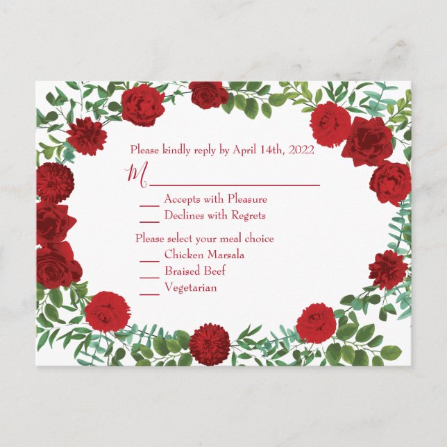 Rote Rose Black Wedding Gothic Dark Postkarte (Vorderseite)