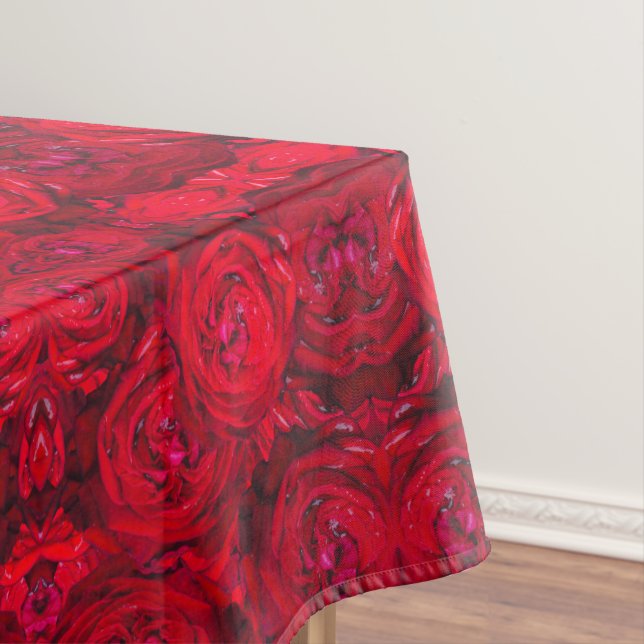 Rote Rose blüht mit Abtropfen - Fotografie Tischdecke (Beispiel)