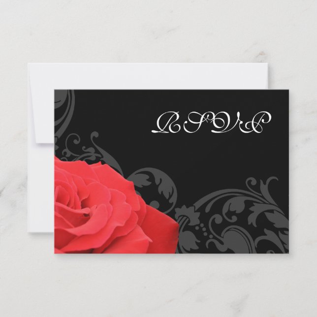 Rote Rose Blüht RSVP-Antwortkarte für Hochzeiten RSVP Karte (Vorderseite)