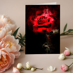 Rote Rose Blume Aquarell - bb Dankeskarte