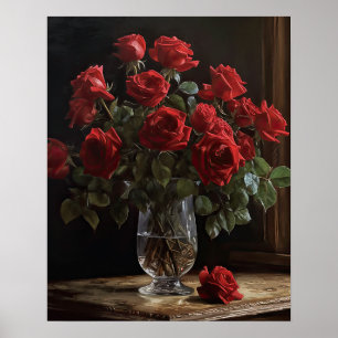 Rote Rose Blume Art Print Poster