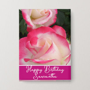 Rote Rose Blume Blumenfrauen Geburtsname Abzeichen Button