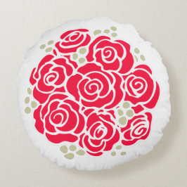 Rote Rose Blume Blumenstrauß runder Kopfkissen Rundes Kissen