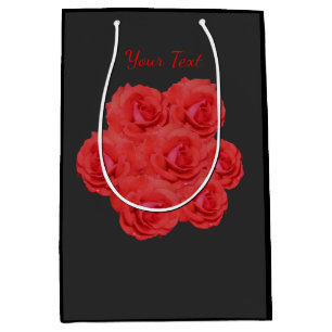 rote Rose Blume Bouquet Personalisiert Mittlere Geschenktüte