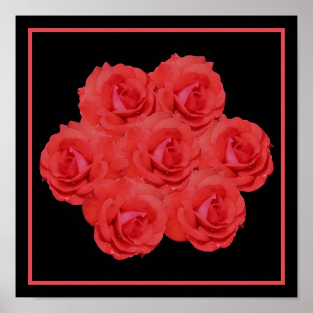 Rote Rose Blume Bouquet Poster (Vorne)