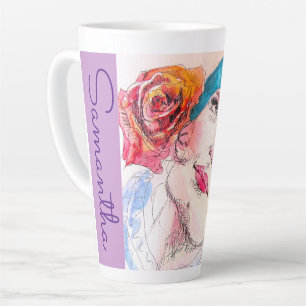 Rote Rose Blume Floral Girl Milchtasse