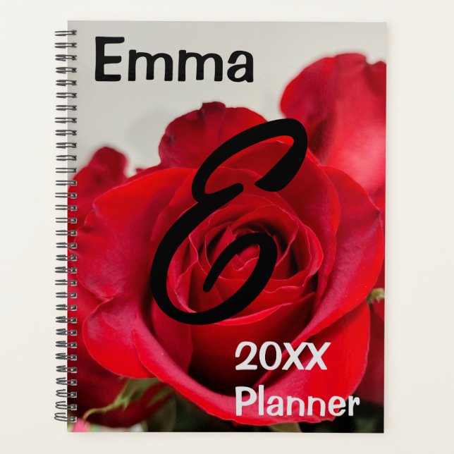Rote Rose Blume Foto Planer (Vorderseite)