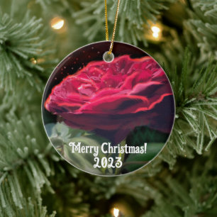 Rote Rose Blume Grüne Schwarze Kunst Keramik Ornament