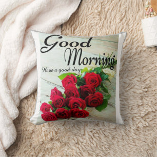 Rote Rose Blume Guten Morgen Kissen