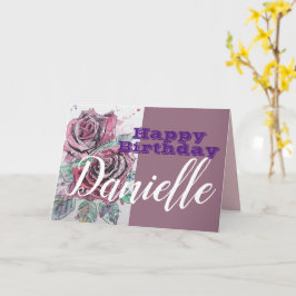 Rote Rose Blume Happy Birthday Frauen Name Card Karte