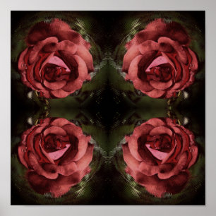 Rote Rose Blume im Blut Abstrakt Vintag Poster