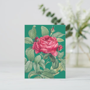 Rote Rose Blume mit grünen Blätter DANKE Postkarte