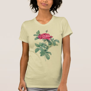 Rote Rose Blume mit grünen Blätter T-Shirt
