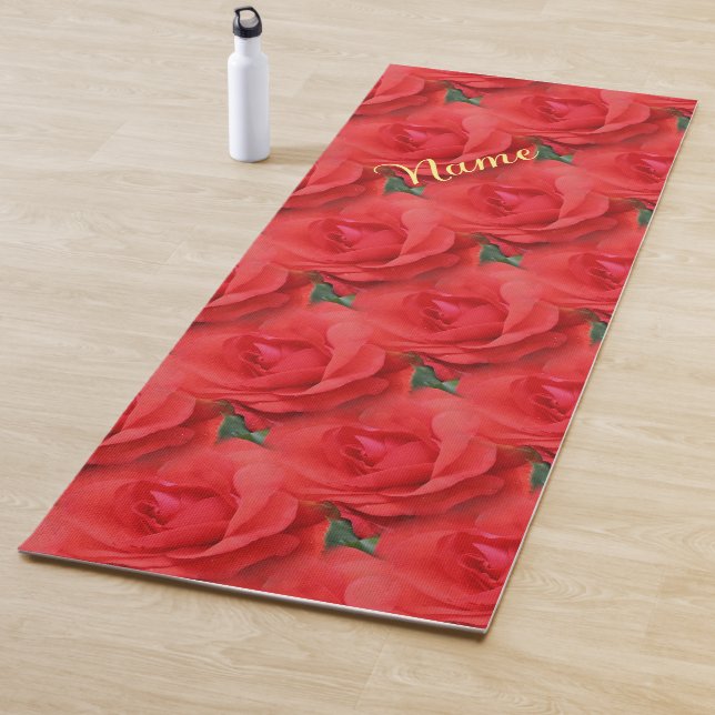 Rote Rose Blume Naturmuster Personalisiert Yogamatte (Beispiel)