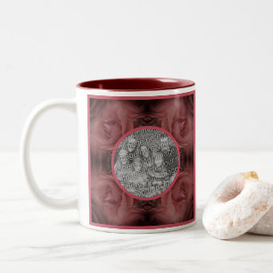 Rote Rose Blume Naturrahmen hinzufügen Foto Zweifarbige Tasse