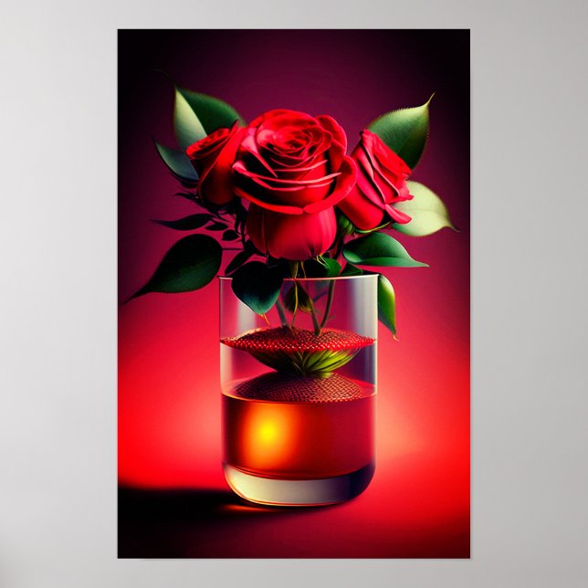 Rote Rose Blume Poster (Vorne)