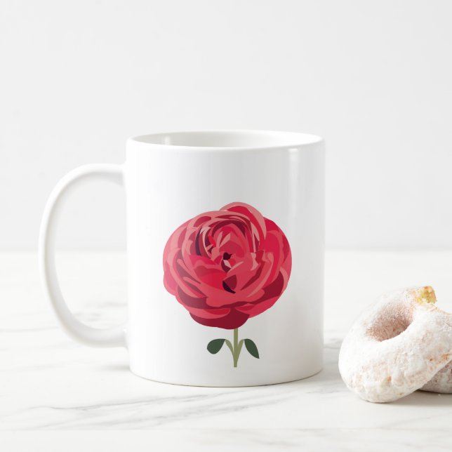 Rote Rose Blume Rote Rose Kaffeetasse (Mit Donut)