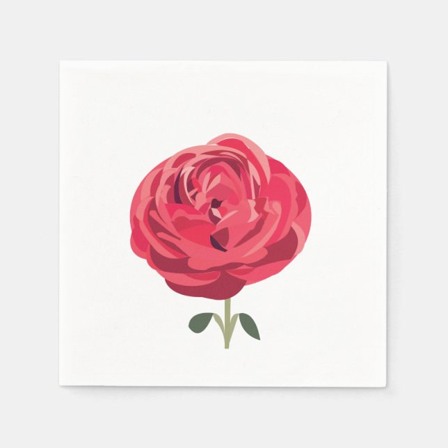 Rote Rose Blume Rote Rose Party Serviette (Vorderseite)
