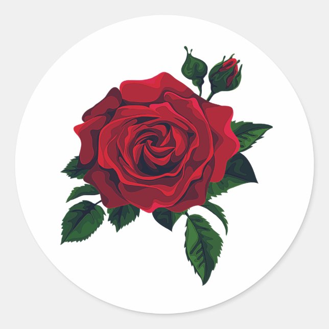 Rote Rose Blume Runder Aufkleber (Vorderseite)