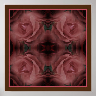 Rote Rose Blume Spiegeln Abstrakte Natur Poster