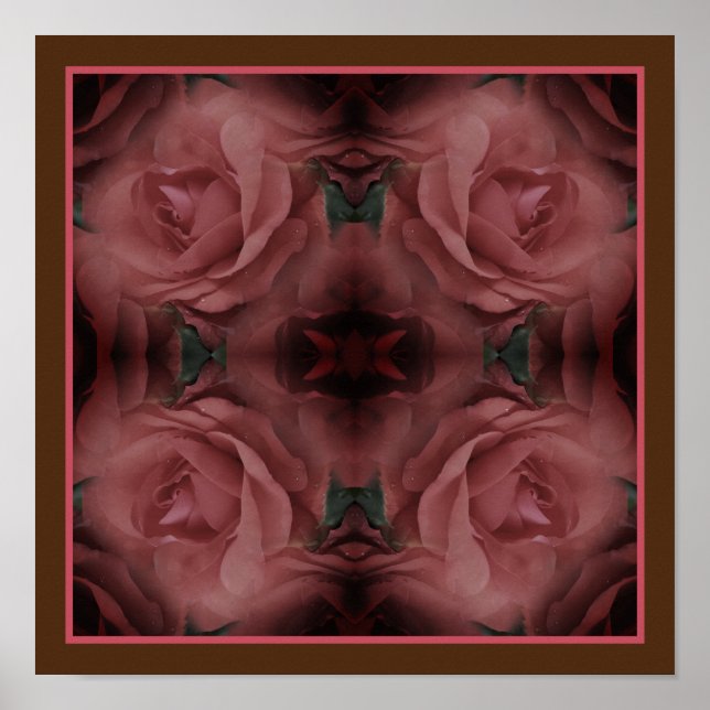 Rote Rose Blume Spiegeln Abstrakte Natur Poster (Vorne)