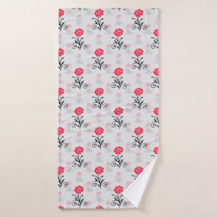 Rote Rose Blume Stalk-Muster Badehandtuch