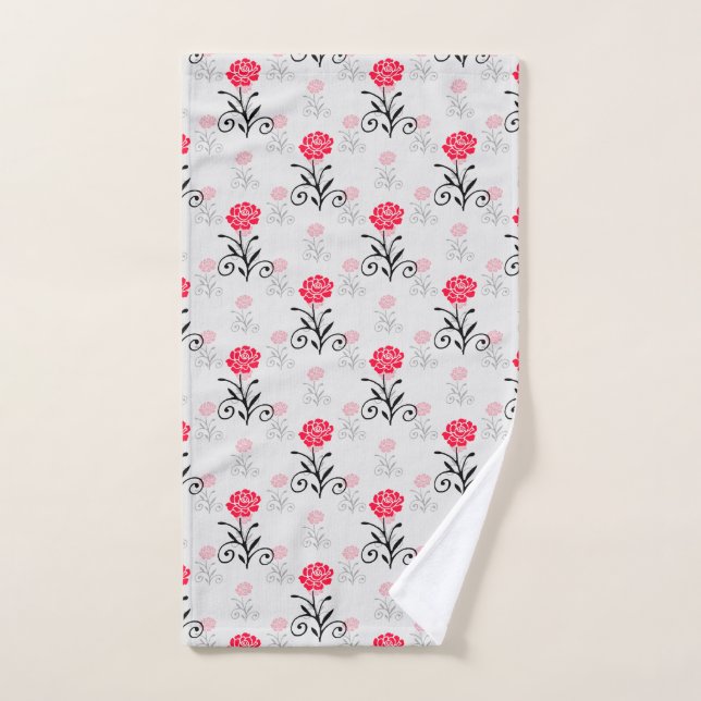 Rote Rose Blume Stalk-Muster Handtuch (Handtuch)