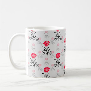 Rote Rose Blume Stalk-Muster Kaffeetasse