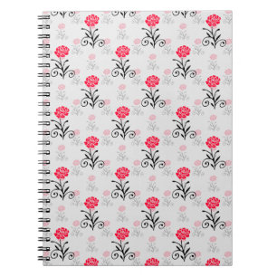 Rote Rose Blume Stalk-Muster Notizblock