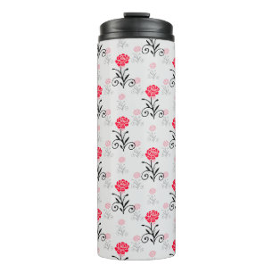 Rote Rose Blume Stalk-Muster Thermosbecher