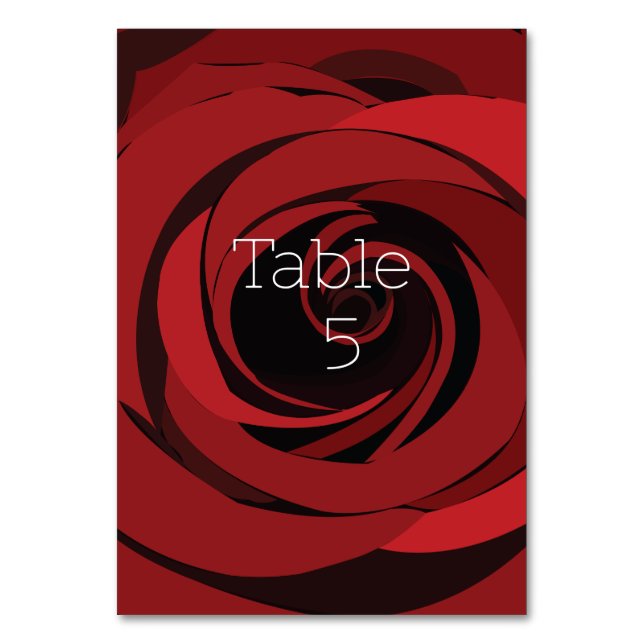 Rote Rose Blume Tischnummer (Vorderseite)