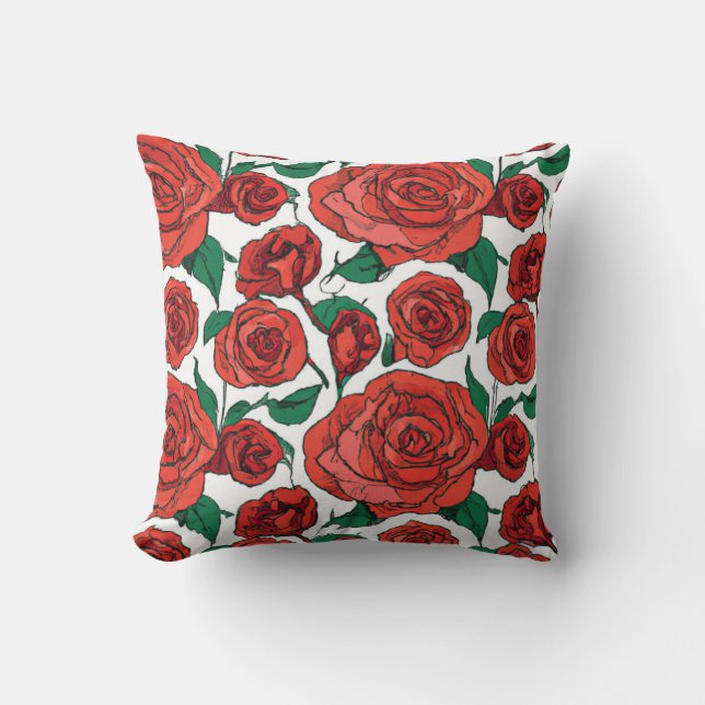 Rote Rose Blumendesign #1 Throw Kissen (Vorderseite)