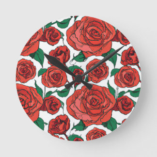 Rote Rose Blumendesign #1 Throw Kissen Runde Wanduhr