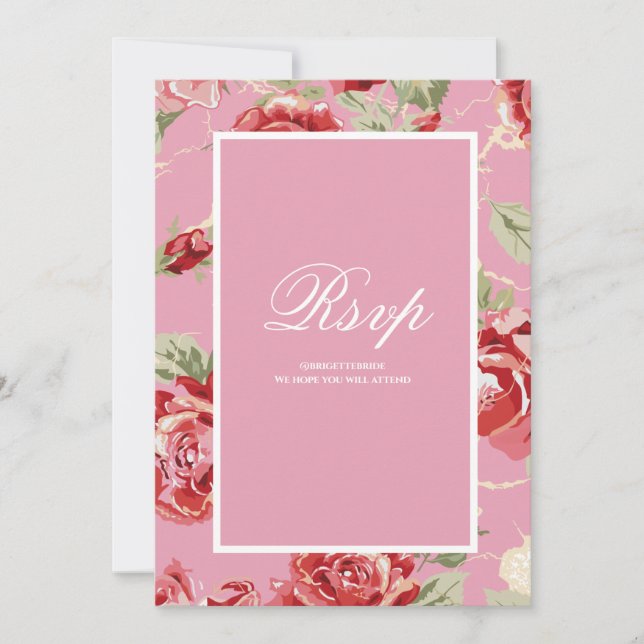 Rote Rose Blumendruck Save the Date RSVP-Karte Einladung (Vorderseite)