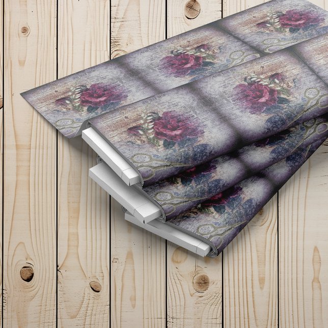 Rote Rose Blumenschere Muster Stoff (Von Creator hochgeladen)