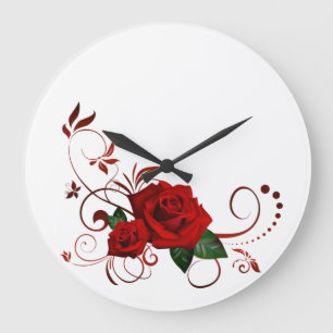 Rote Rose Blumenuhr Große Wanduhr