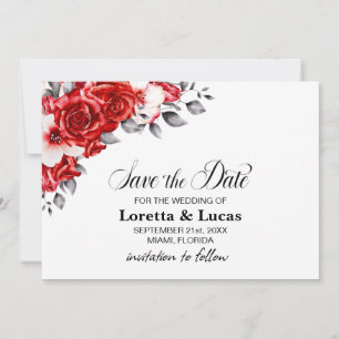 Rote Rose BlumenWedding Speichern Sie das Datum Save The Date