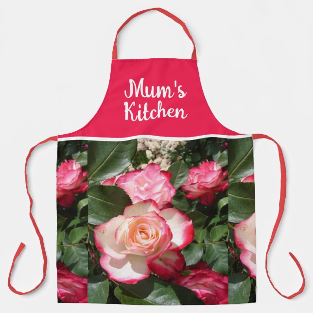 Rote Rose Blüten und Weiße Rosen Ma Kitchen Schürze (Vorderseite)